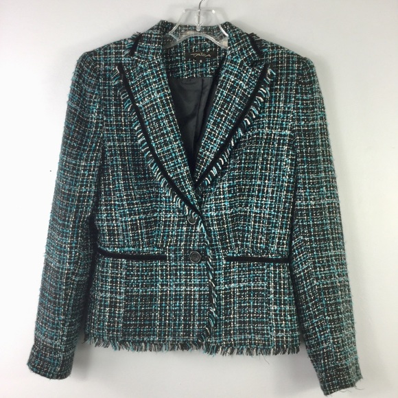 Taiga Tweed Blue and Black Suit Size 6 - Picture 9 of 14